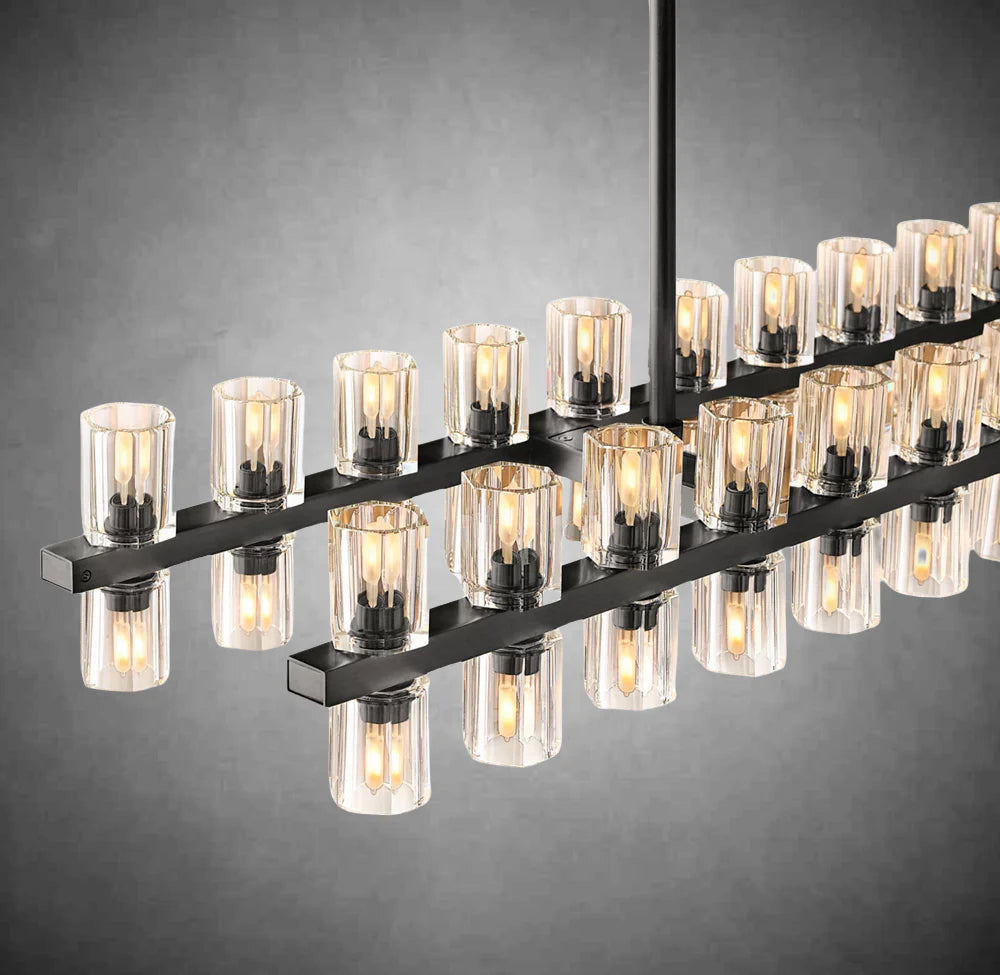 HA Harrison Crystal Rectangular Chandelier 54" 72"