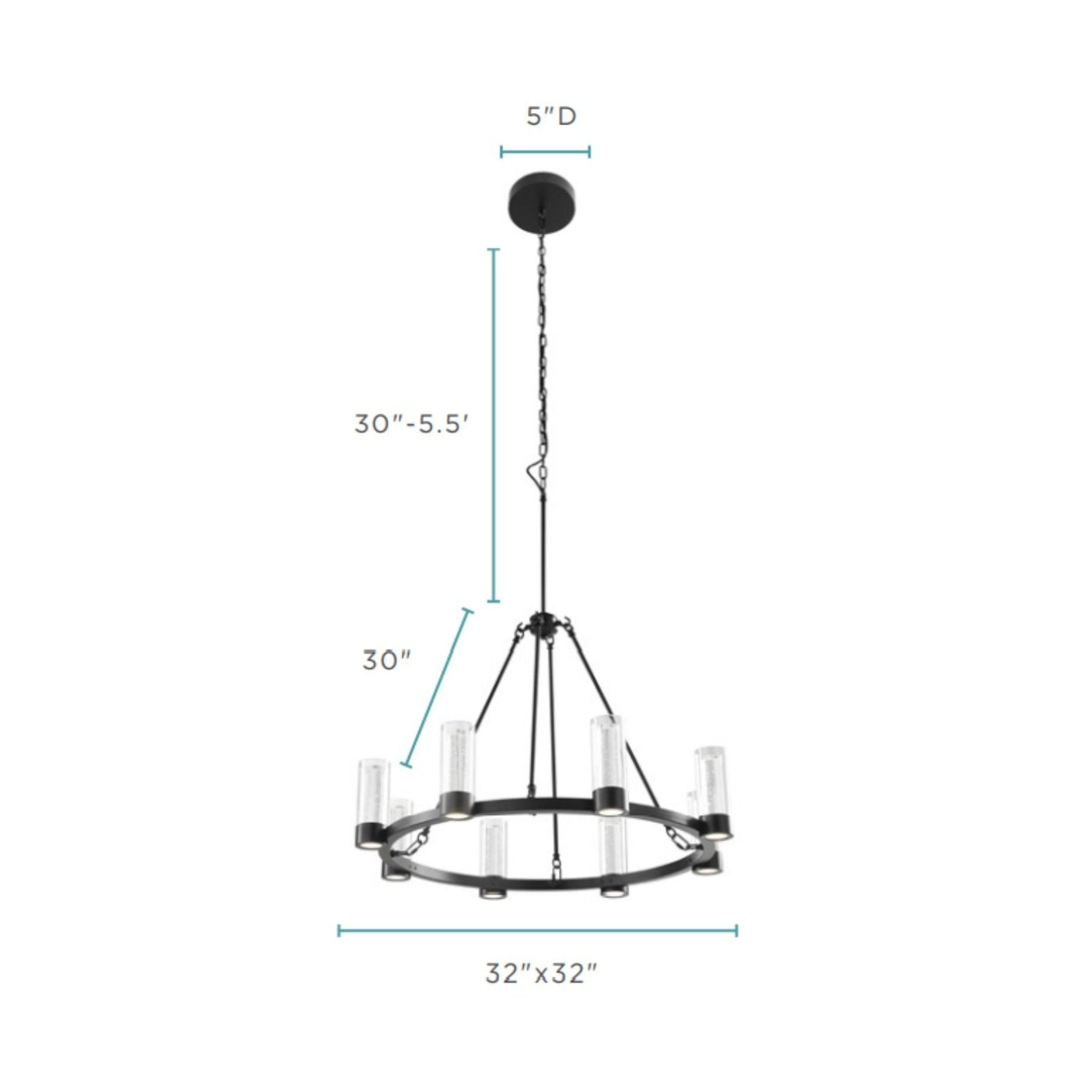 Victory 8 Light Chandelier // Matte Black