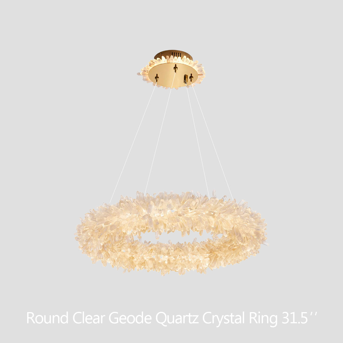 Kandace Round Rock Crystal Pendant Light Modern Chandelier for Living Room