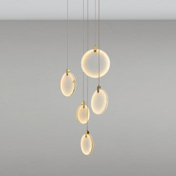 Queenie Alabaster disc Long Round chandelier For Loft