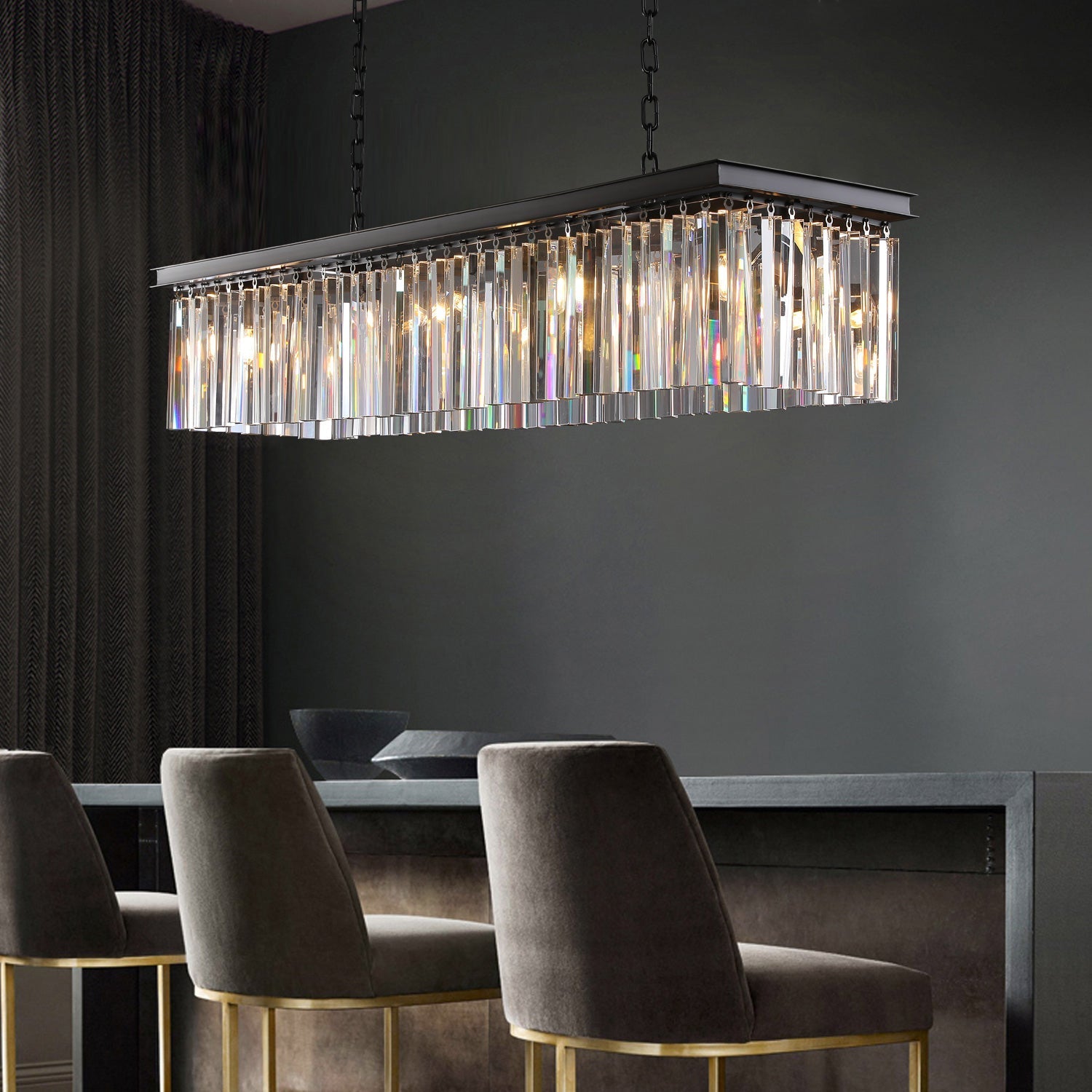Miria K9 Crystal Rectangular Chandelier 49"