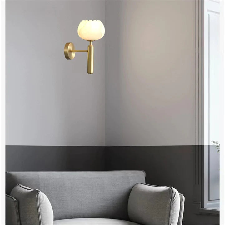 Modern Alabaster Globe Wall Sconce For Bedroom