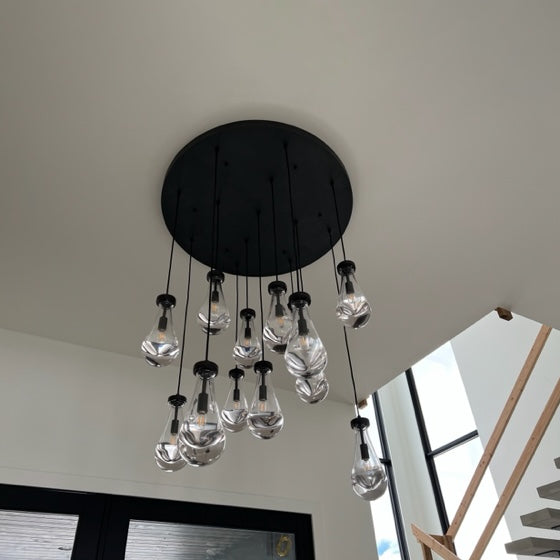 HA Curstomized Raindrop Glass Round Chandelier 24” 10-lights