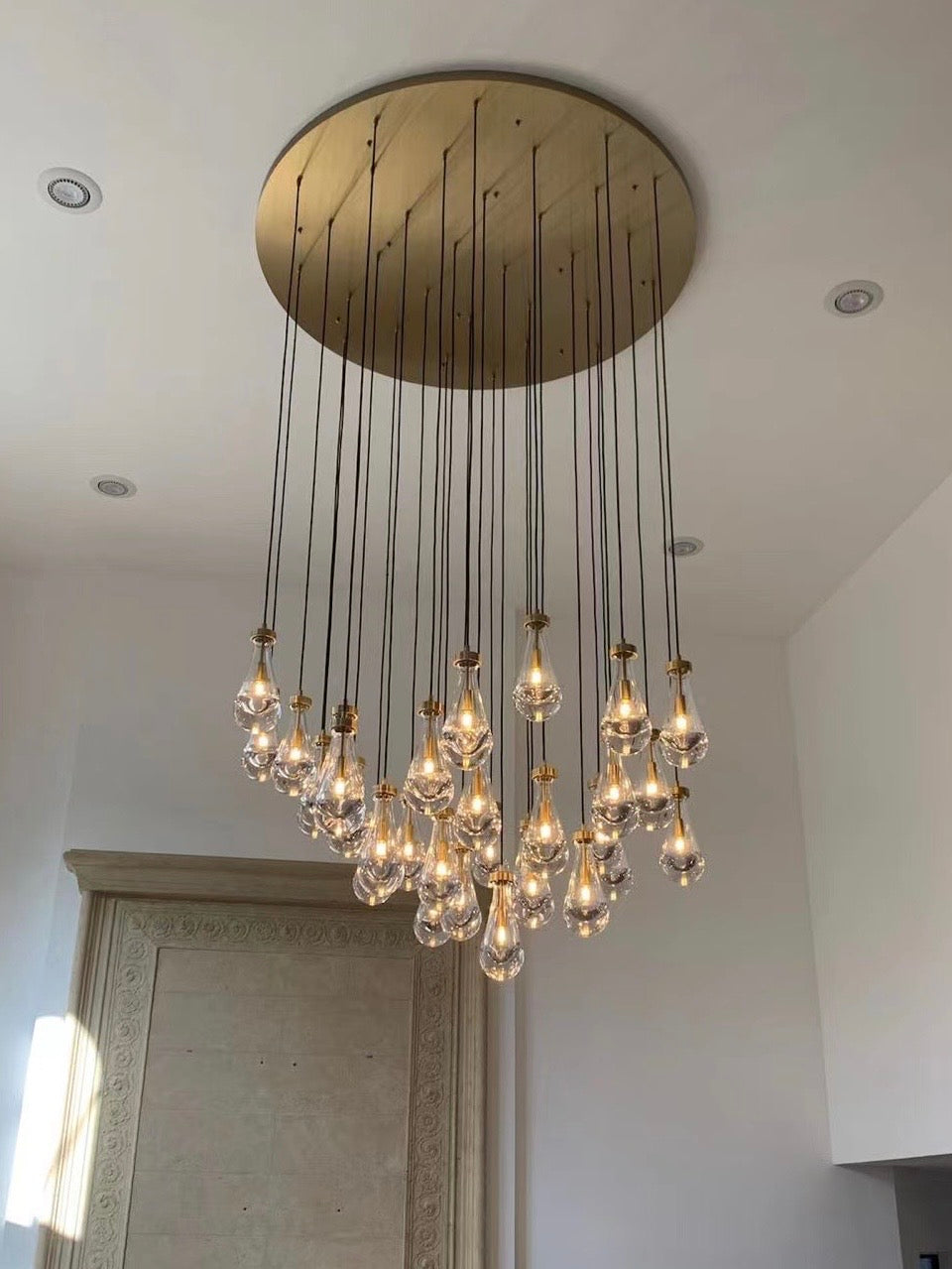 HA Raindrop Glass Round Chandelier 60"