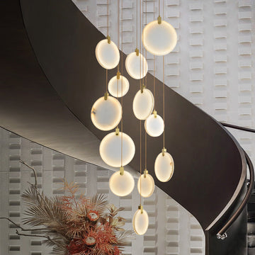 Queenie Alabaster disc Long Round chandelier For Loft