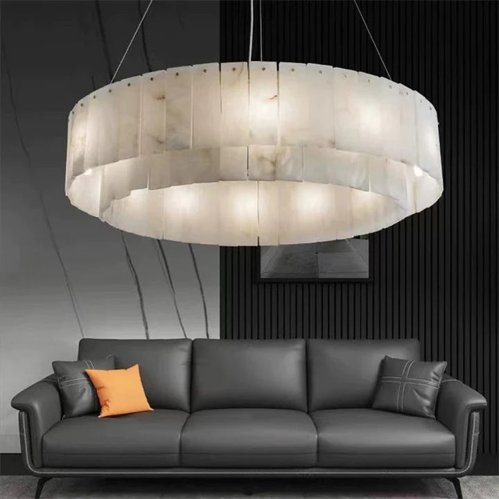 Arlene Alabaster 2-Tier Round Chandelier Lighting