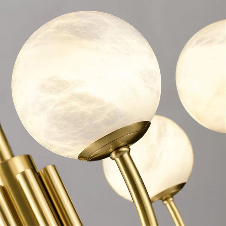 Modern Alabaster Chandelier, Pendant Brass Chandelier