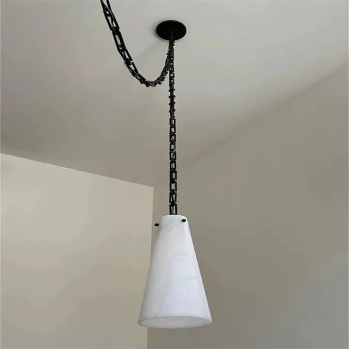 Casey Contemporary Chandelier in Alabaster, 5-Light Vintage Alabaster Pendant Cluster