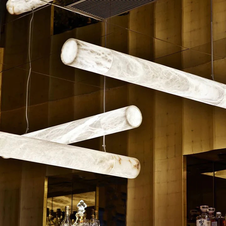 Alabaster Linear Pendant Light Over Kitchen Island