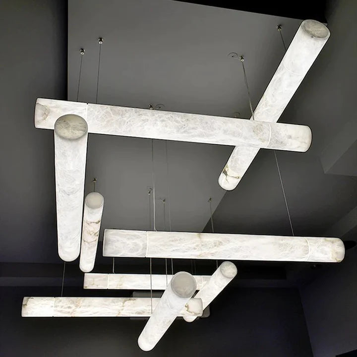 Alabaster Linear Pendant Light Over Kitchen Island