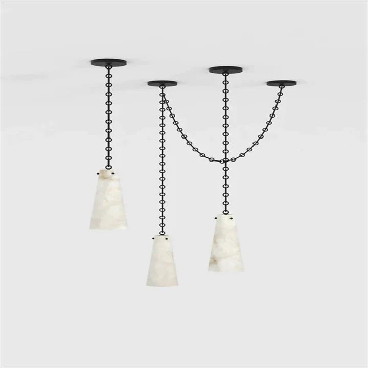 Casey Contemporary Chandelier Alabaster, 3-Light Vintage Alabaster Pendant Cluster