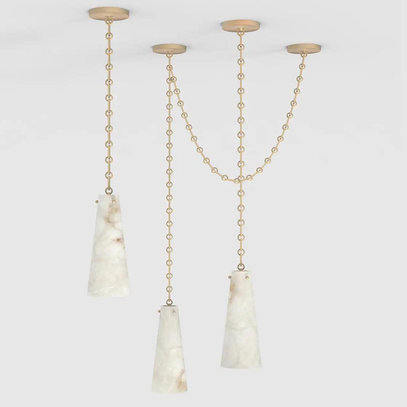 Contemporary Casey Chandelier in Alabaster, 3-Light Vintage Alabaster Pendant Cluster