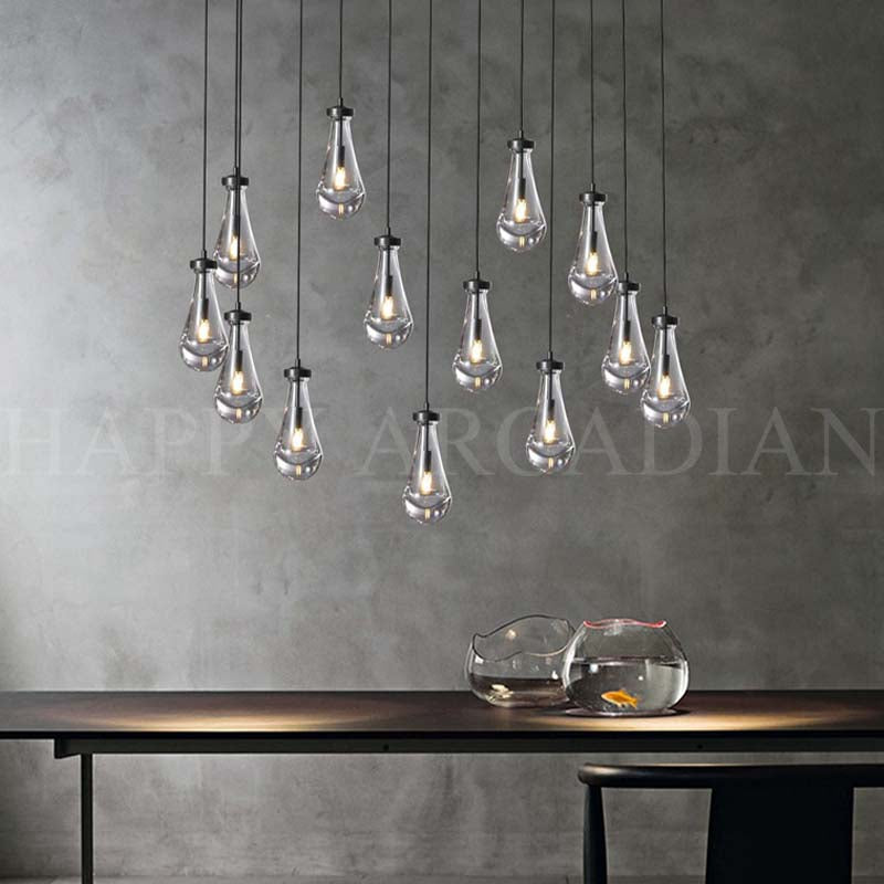 HA Raindrop Glass Linear Chandelier 54"