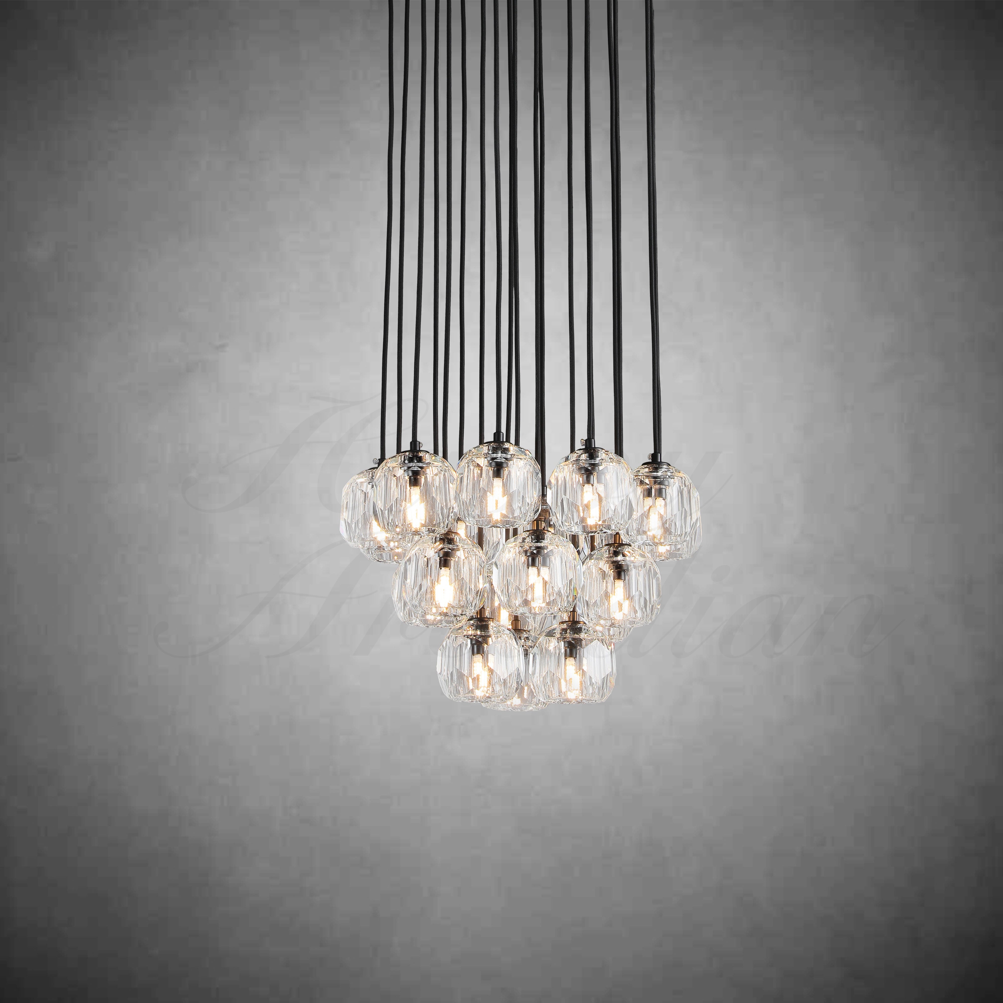 HA Bola De Crystal Round Cluster Chandelier 30" 40''