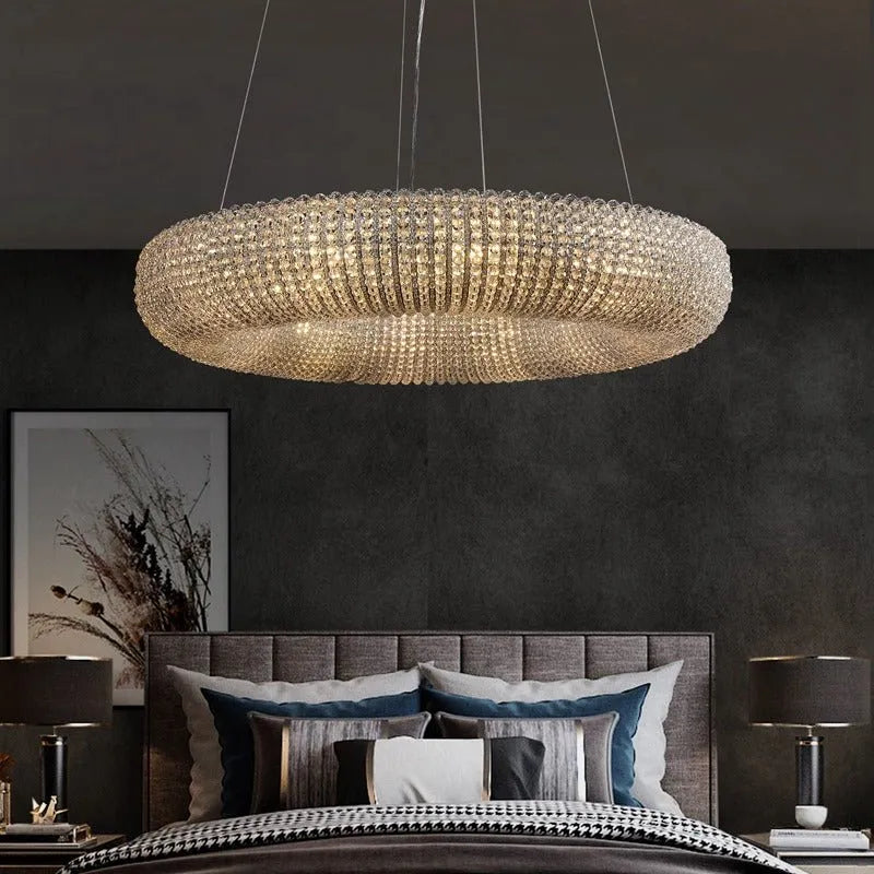 Amber Luxury Crystal Clear Round Chandeliers
