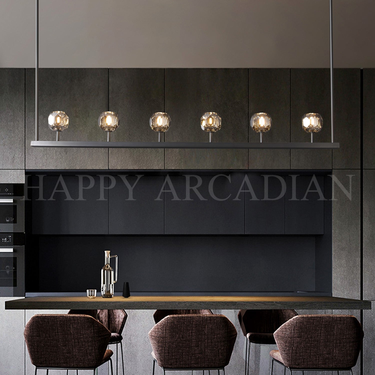 HA Bola De Modern Cristal Crystal Linear Chandelier 60"