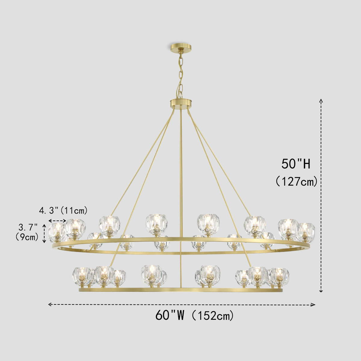 Aragon Tiered Crystal/Stone Chandelier 59"