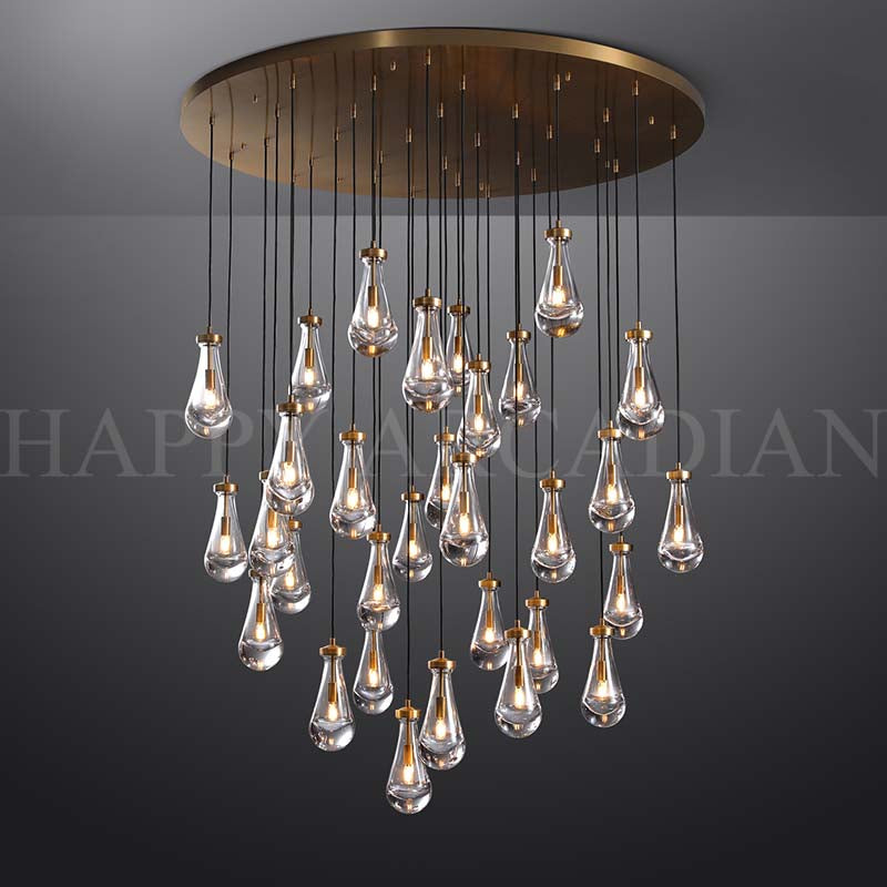 HA Raindrop Glass Round Chandelier 60"