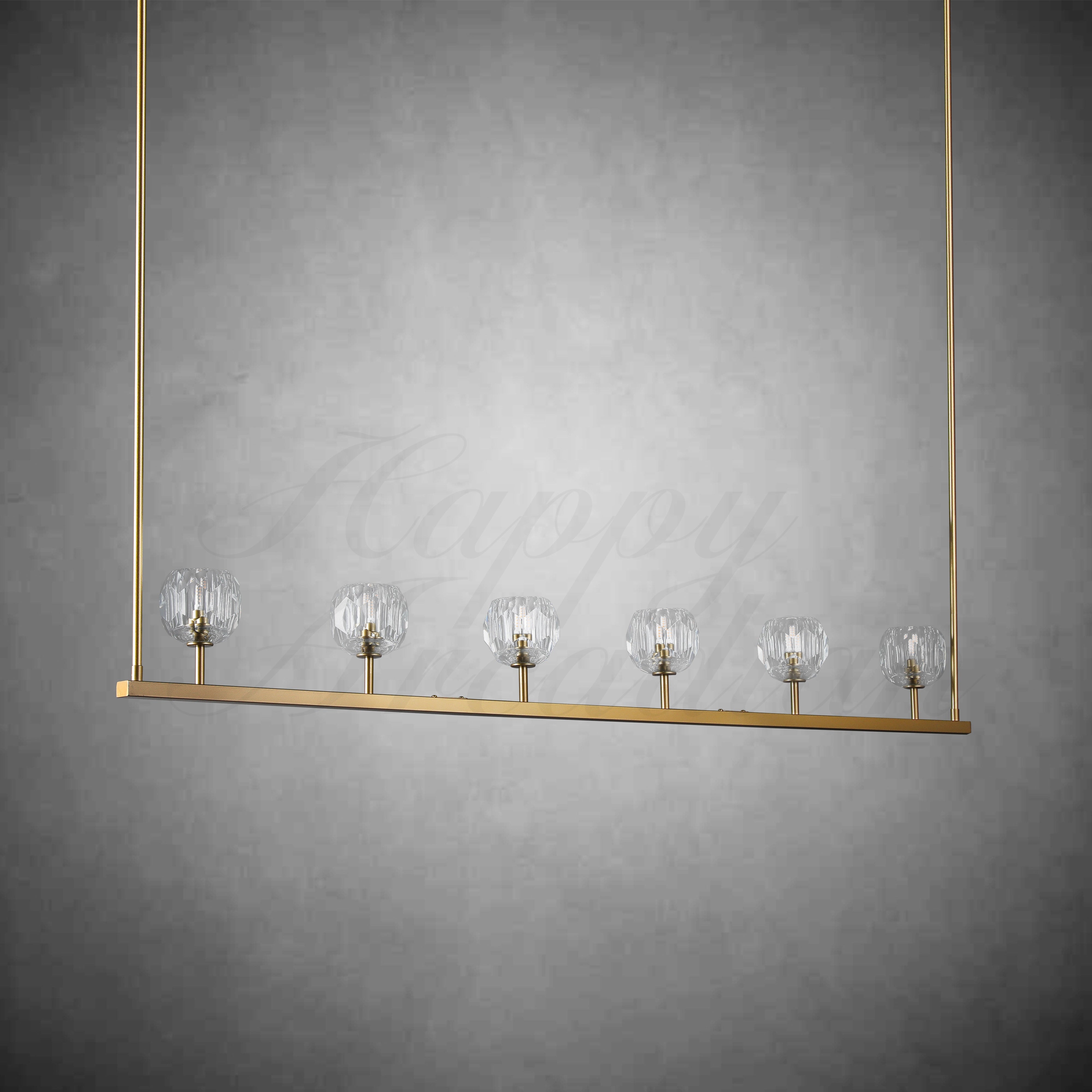 HA Bola De Clear Cristal Linear Chandelier 48"
