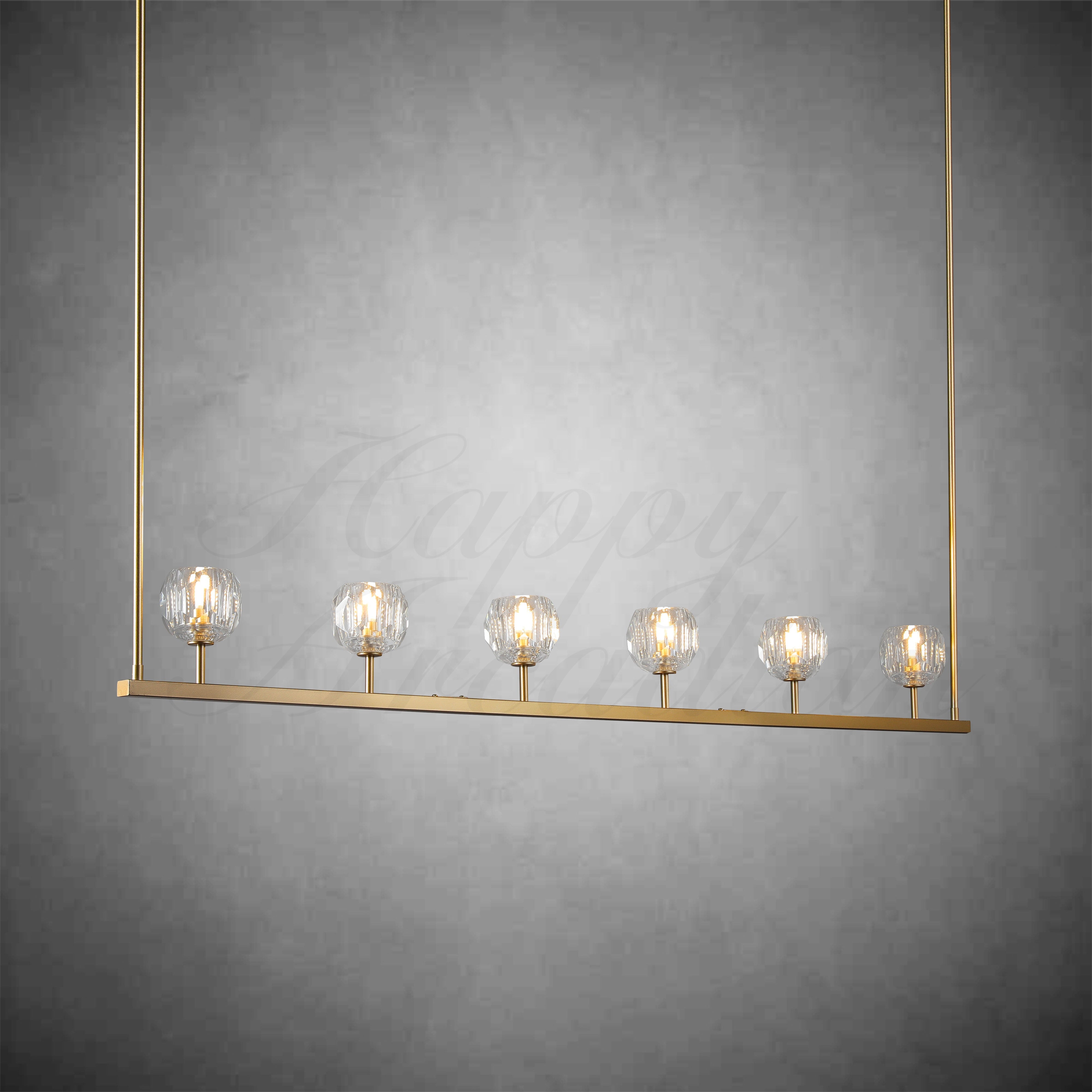 HA Bola De Clear Cristal Linear Chandelier 48"