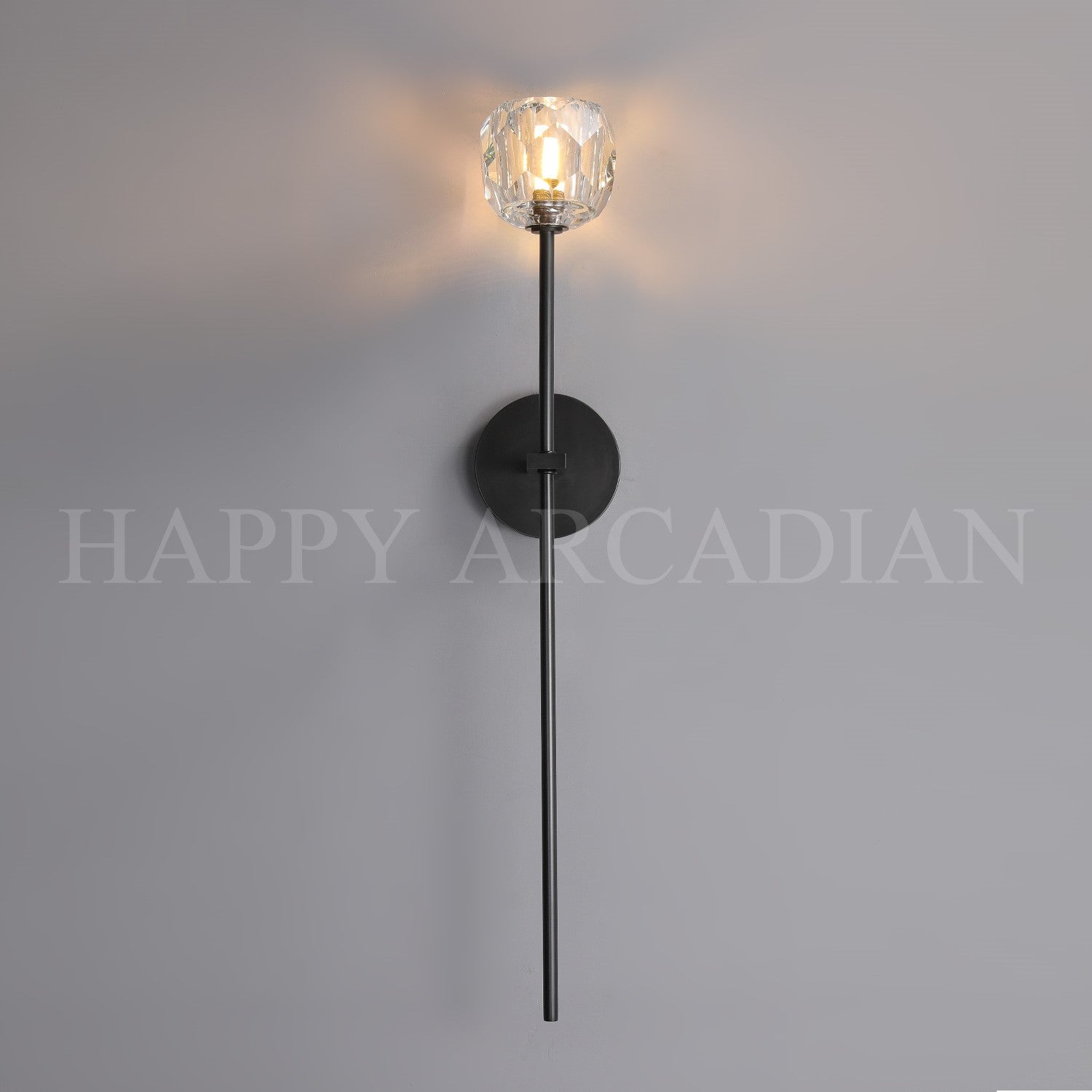 HA Bola De Long Style Clear Crystal Wall Sconces