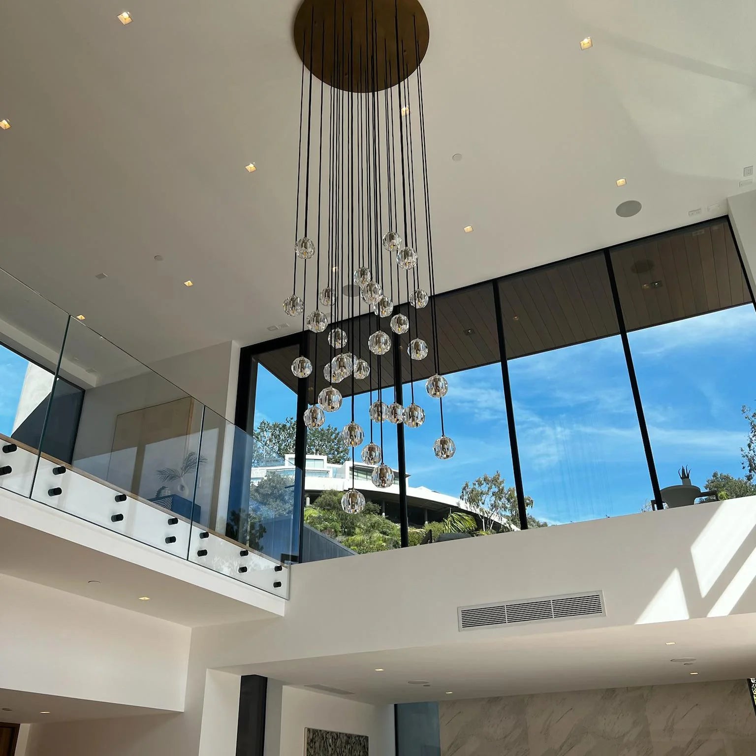 HA Bola De Crystal Round Cluster Chandelier 30" 40''