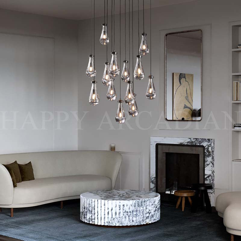 HA Curstomized Raindrop Glass Round Chandelier 24” 10-lights