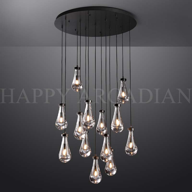 HA Raindrop Round Chandelier Glass Chandelier 36",13-Lights