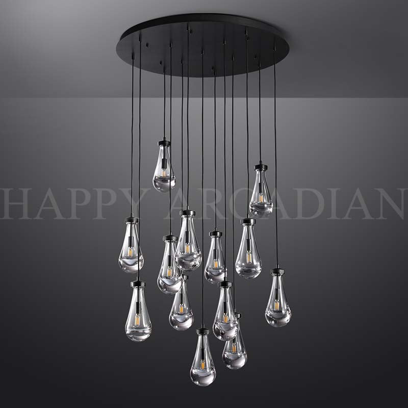 HA Raindrop Round Chandelier Glass Chandelier 36",13-Lights