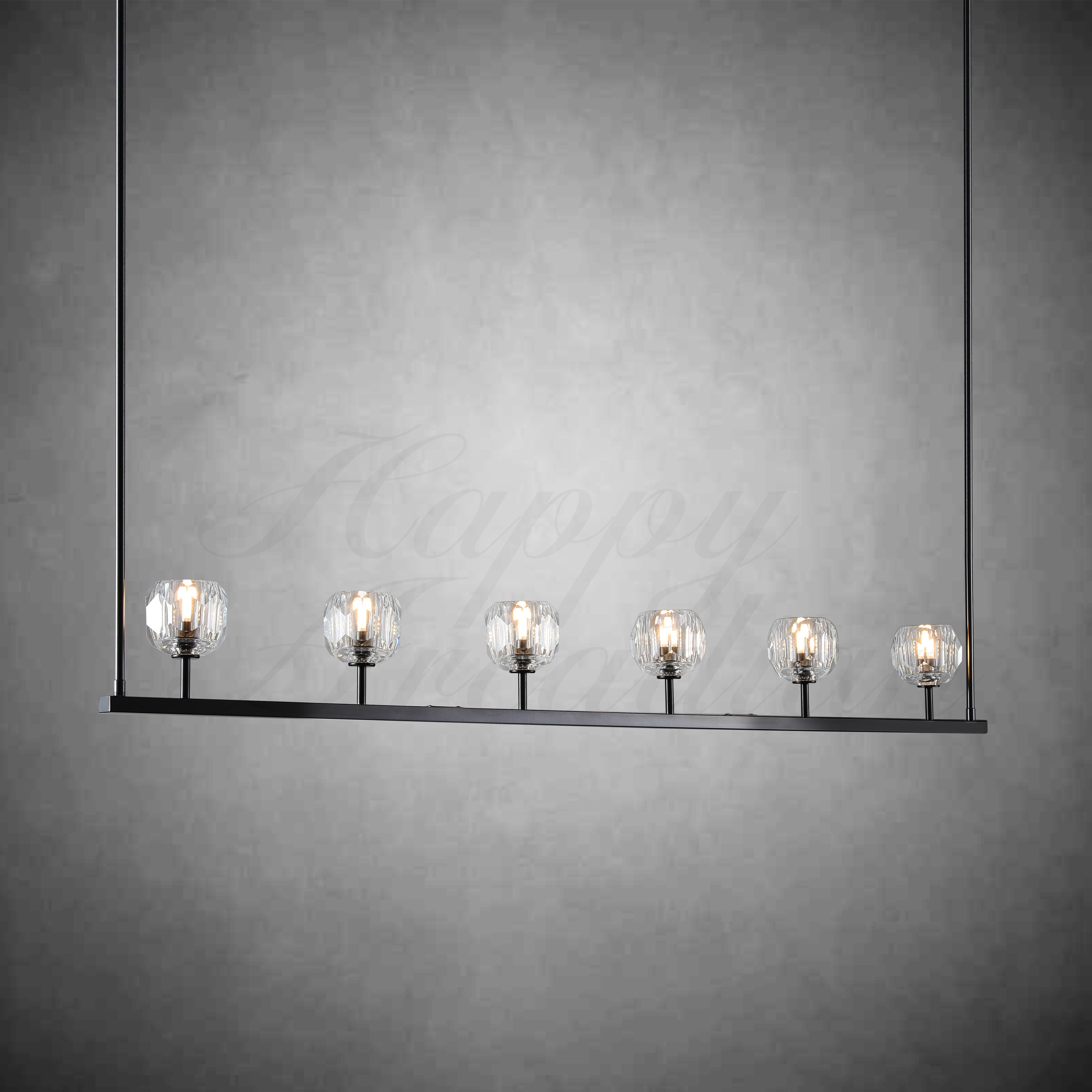 HA Bola De Clear Cristal Linear Chandelier 48"
