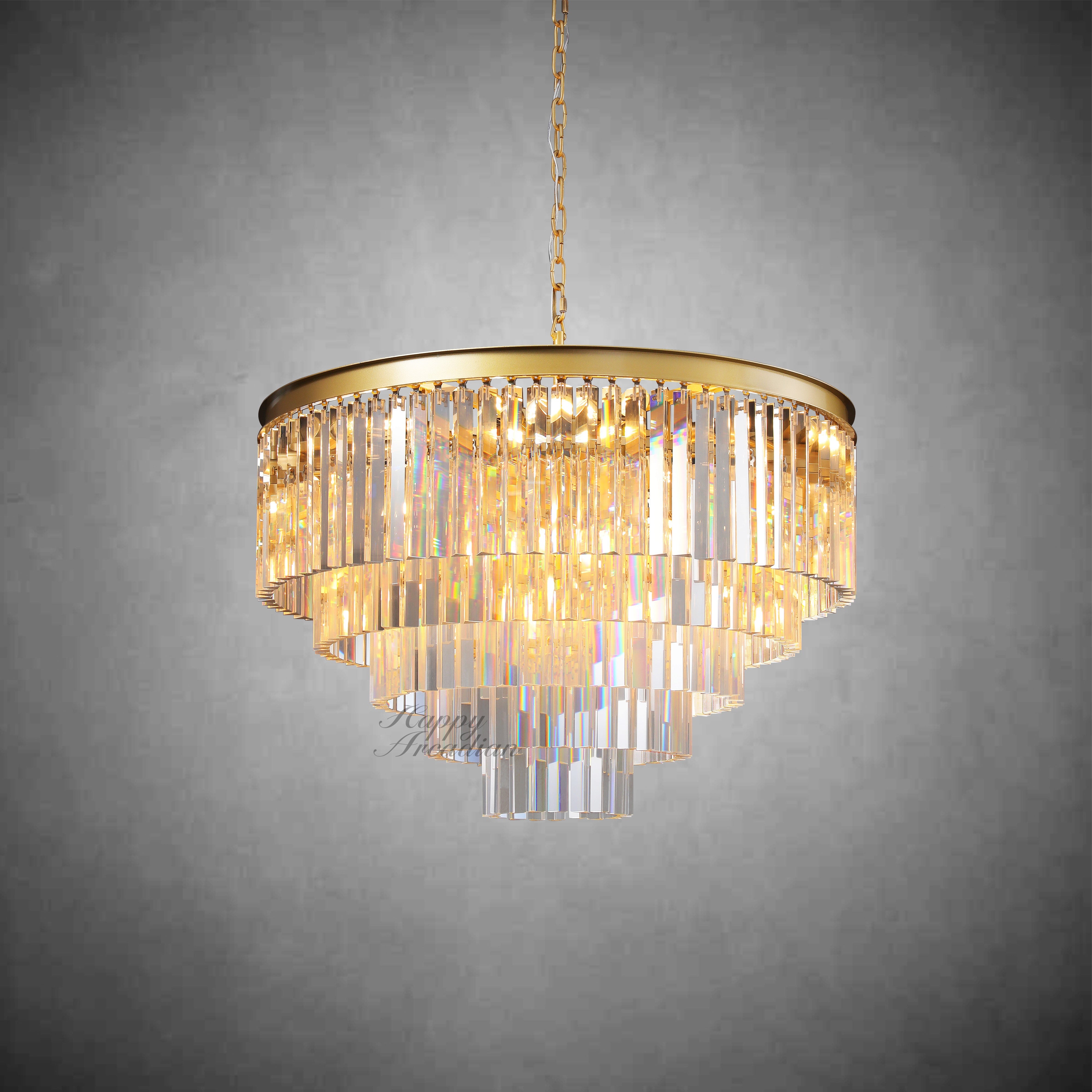 Zestra 3-Layer Crystal Round Chandelier