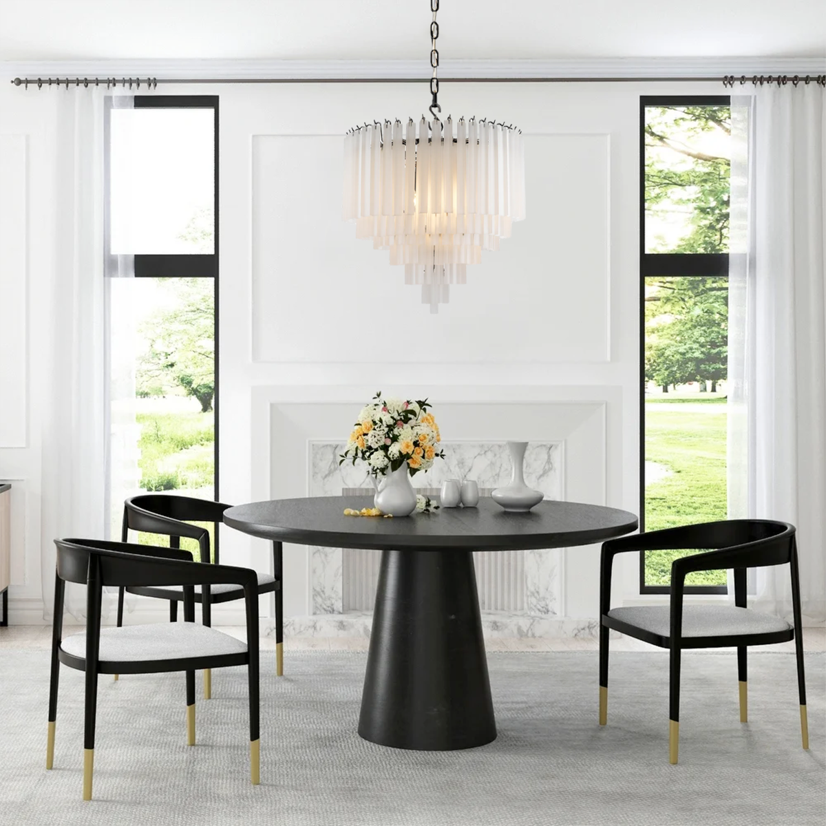 3-Tier Glass  Round Chandelier 24"