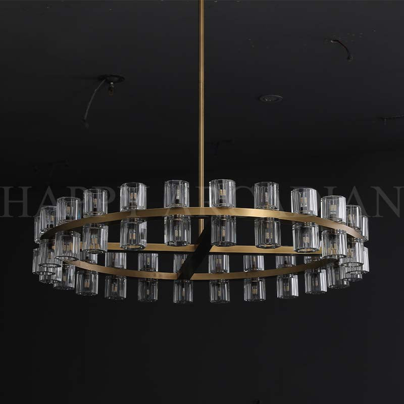 HA Harrison Crystal Round Vintage Candle Chandelier 36" Dining Room