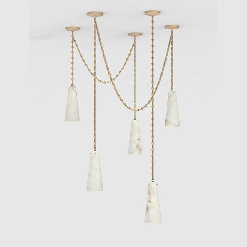 Contemporary Casey Chandelier 5-Light Vintage Alabaster Pendant Cluster