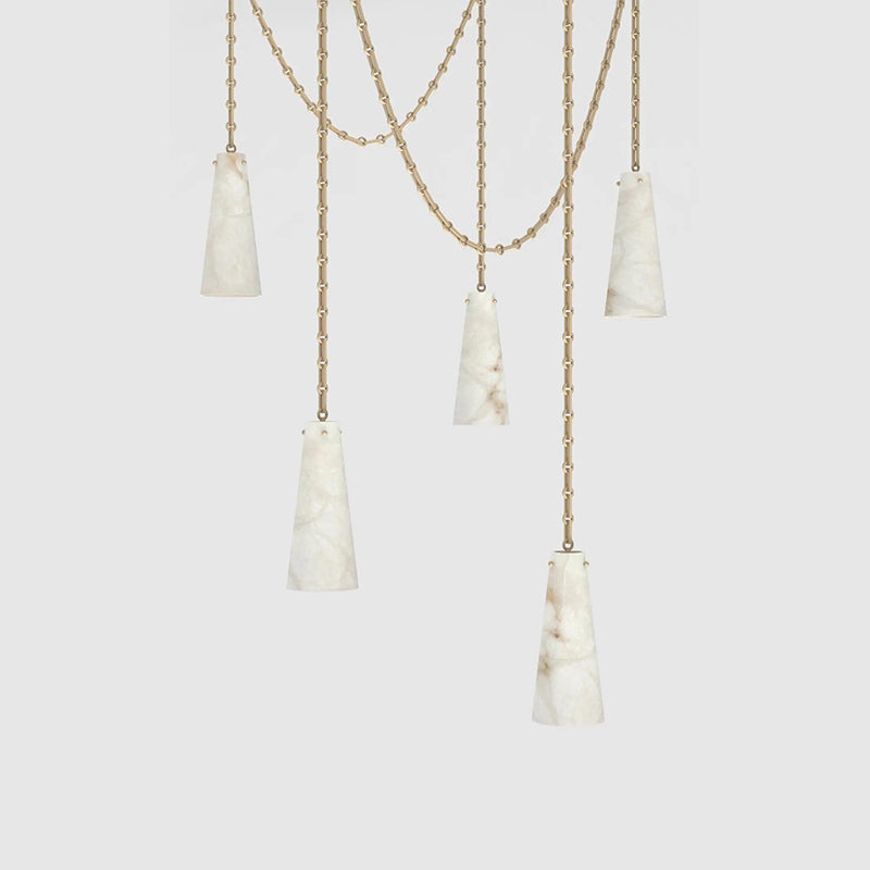 Contemporary Casey Chandelier 5-Light Vintage Alabaster Pendant Cluster