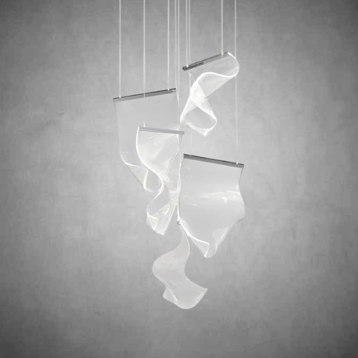 Acrylic Lace 5 Light Chandelier // Chrome