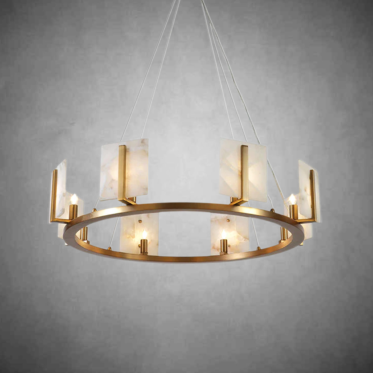 Alabaster Large Contemporary Halo Chandelier