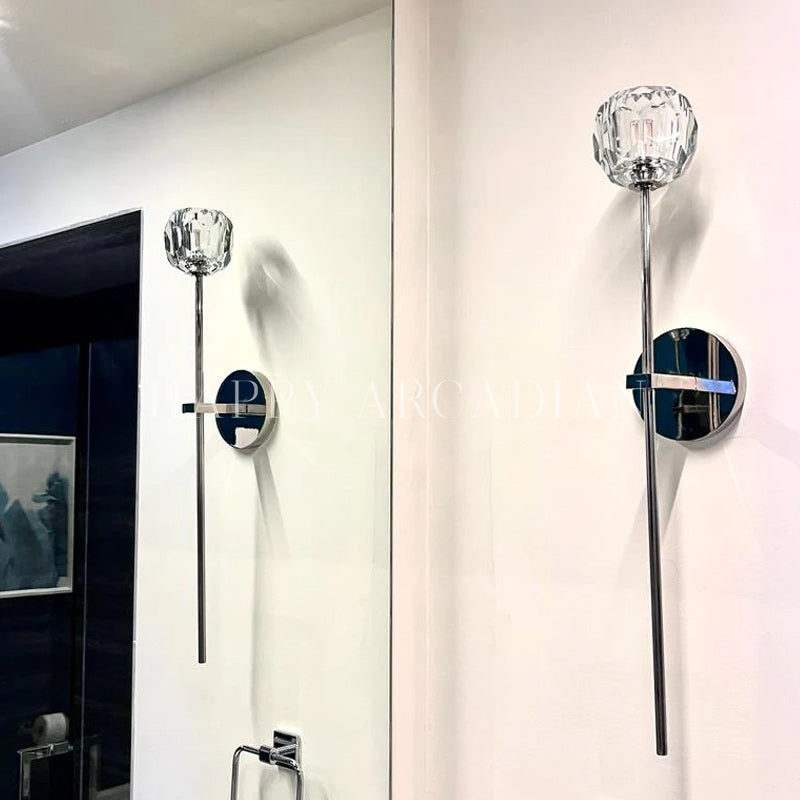 HA Bola De Long Style Clear Crystal Wall Sconces