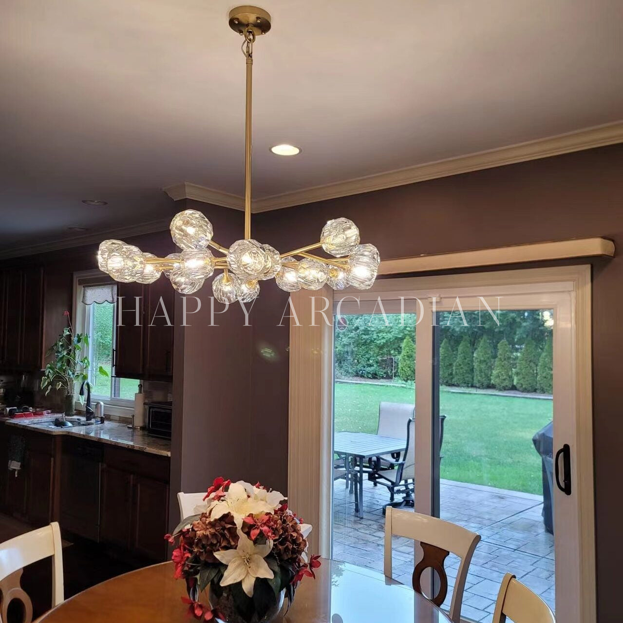 HA Bola De Crystal Ball Round Chandelier 36"