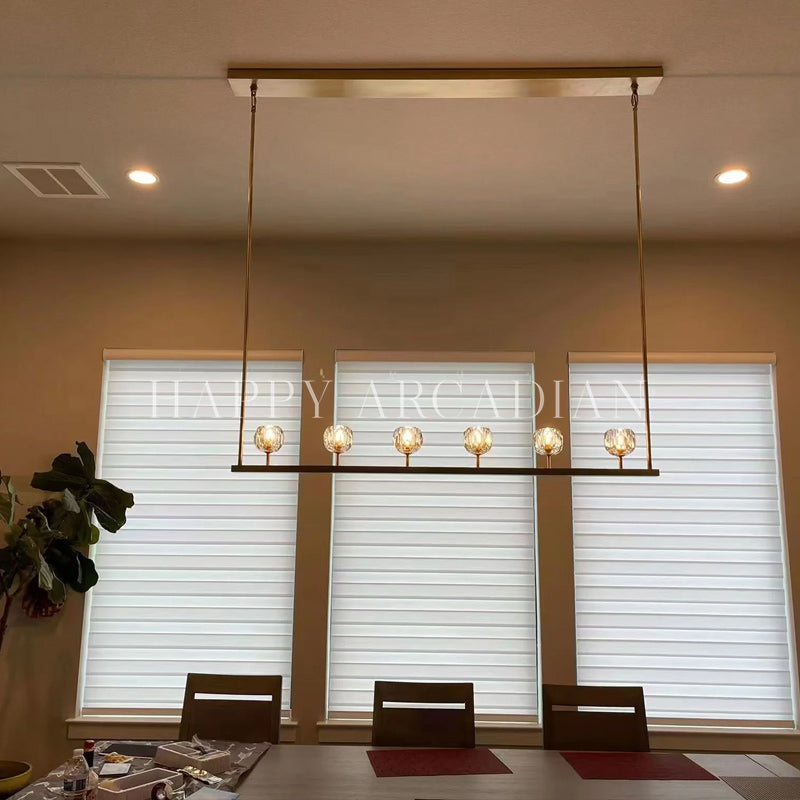 HA Bola De Modern Cristal Crystal Linear Chandelier 60"