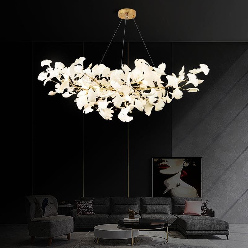 Gliss Ceramic Ginkgo Modern Chandelier for Living Room Bedroom Dining Room
