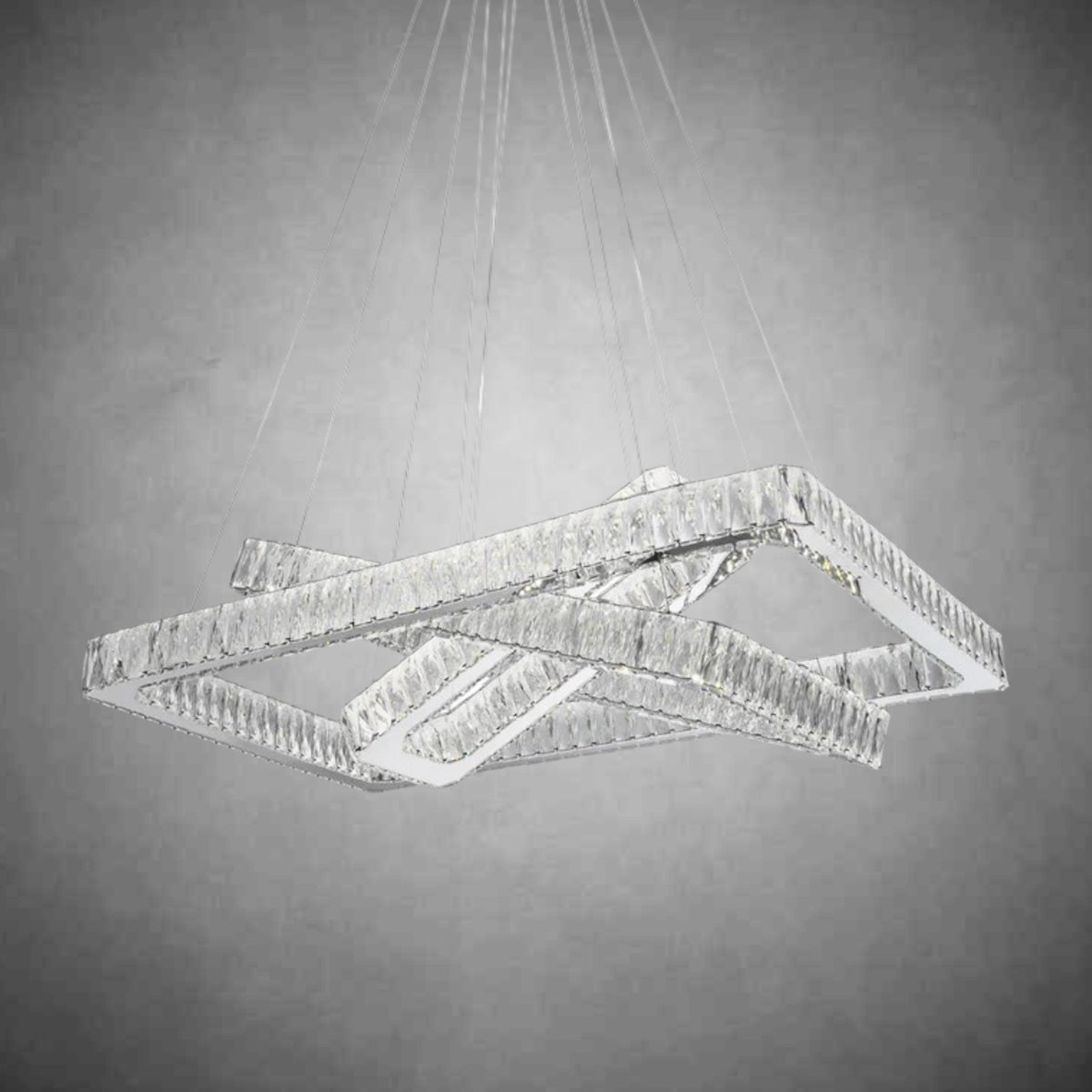 Crystal Elegance LED Chandelier //  3 Rectangles
