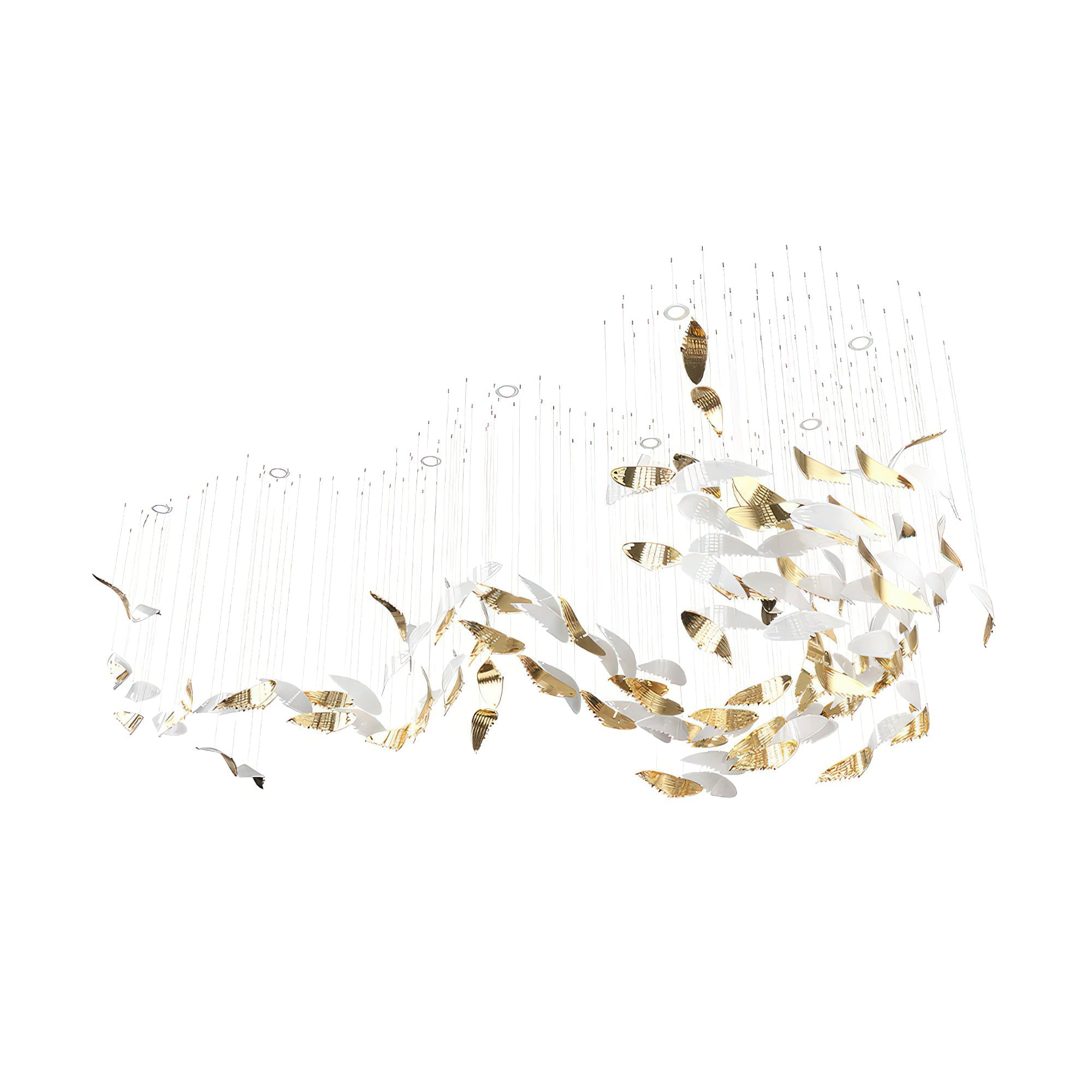 Bennett Chandelier, Long Leaf Shaped Modern Glass Chandelier LED Light Designer Choice Customizable Chandelier