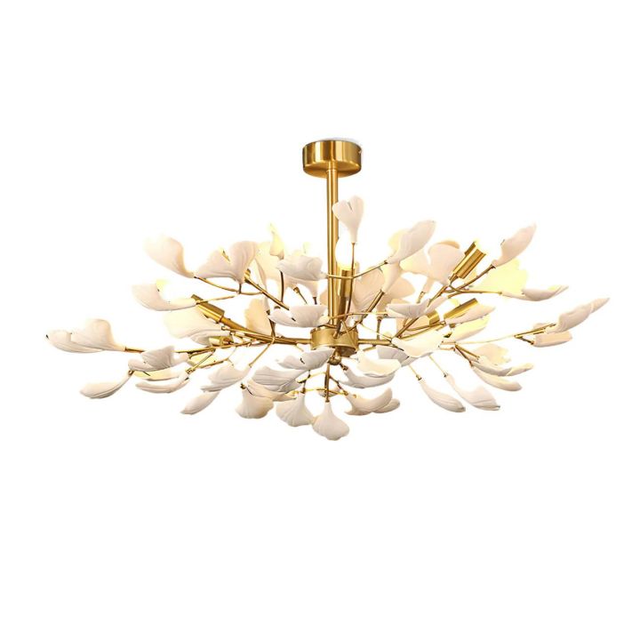 Gliss Gingko Ceramic Luxury Chandelier, Modern Pendant Lamp