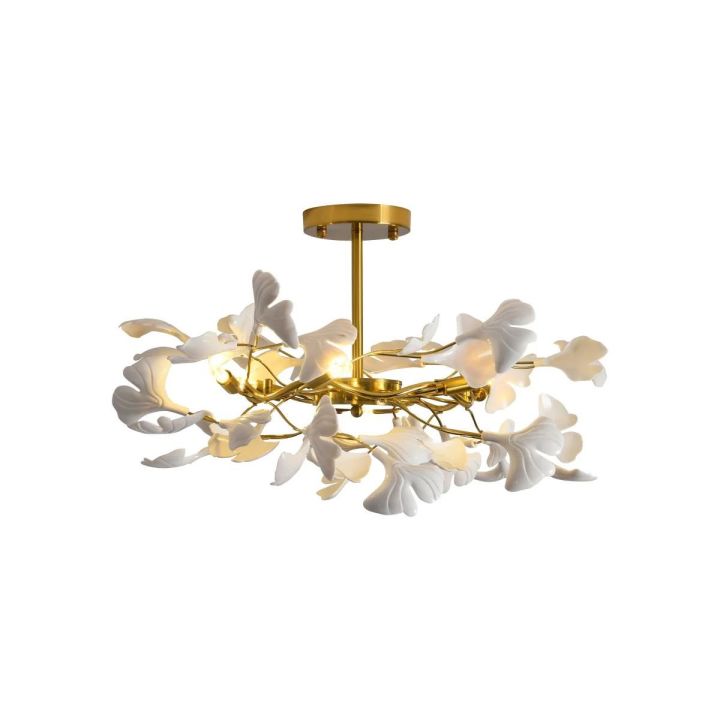 Gliss Gingko Ceramic Luxury Chandelier, Indoor Living Room Lamp