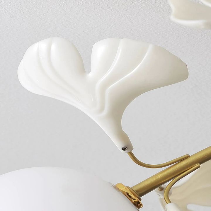 Gliss Ceramic Ginkgo Glass Ceiling Lamp, Living Room Flushmount Lamp
