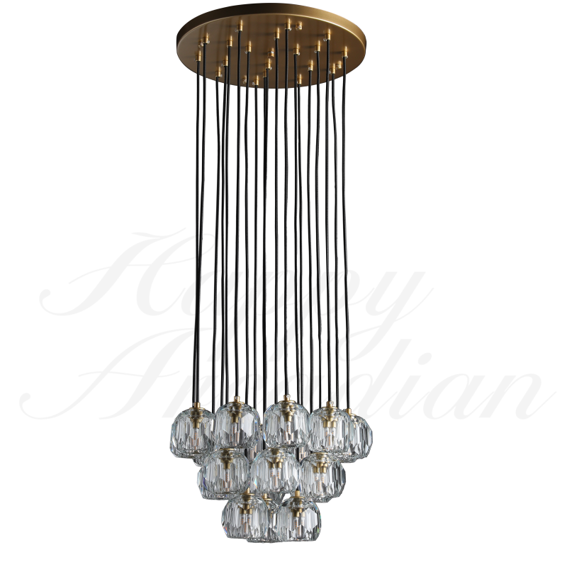 HA Bola De Crystal Round Cluster Chandelier 30" 40''
