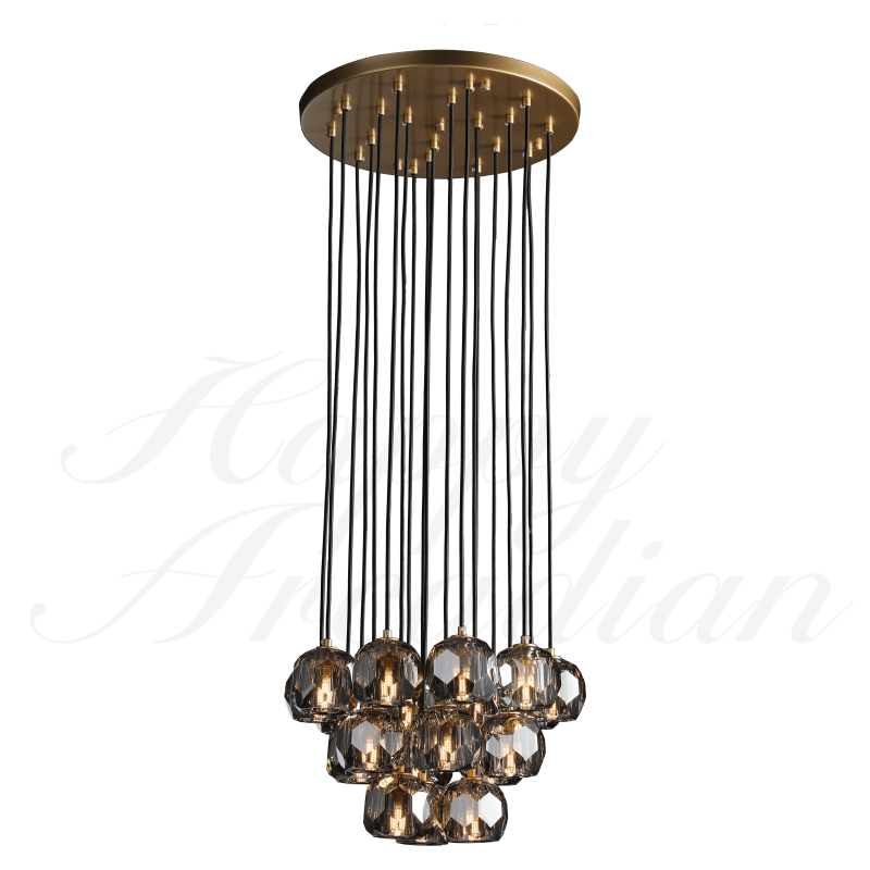 HA Bola De Crystal Round Cluster Chandelier 30" 40''