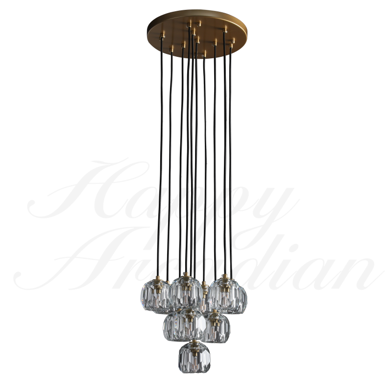 HA Bola De Crystal Round Cluster Chandelier 30" 40''