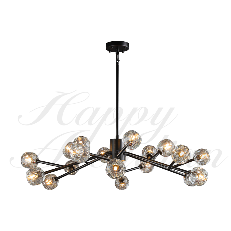 HA Bola De Smoke Crystal Round Chandelier 60"